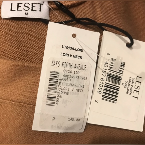 Leset Lori V-Neck Sweater Dune Camel Color Size Medium New - Picture 11 of 11